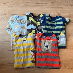 Carter's Fleece Pajamas - Size 18mos - Stripes and Animal Designs.